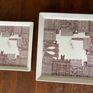 2 Fishs Eddy Square Brooklyn Plates/Platters